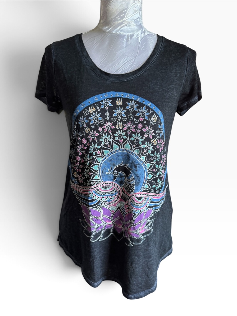 Lucky Brand spiritual mandala peacock graphic tee